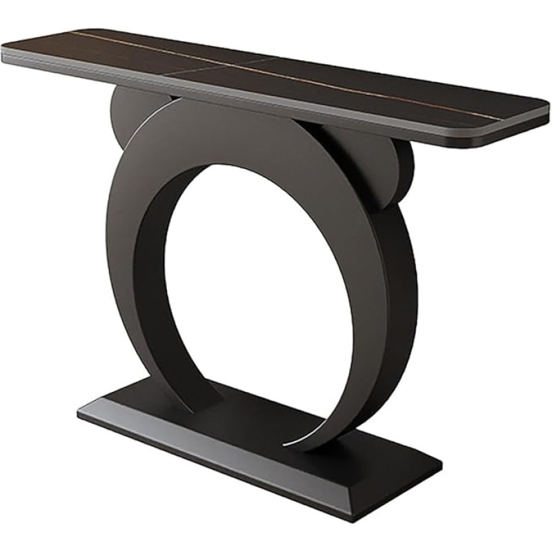 Rustikaler Konsolentisch für Flur und Wohnzimmer, moderner Kunstmarmor-Akzenttisch mit geometrischem Metallrahmen, 99,8 cm Sofatisch für hinter der Couch (Schwarz)