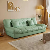 Futon Sofa Bed Memory Foam Convertible Two Seater for Compact Space Modern Folding Couch Bed in Grey PU Leather for Living Room or Office