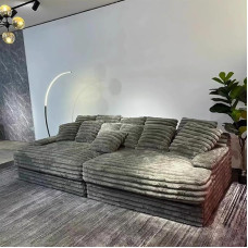 Extra Wide Oversized Love Dining Deep Seat Plush Reading Chair Fluffy Corduroy Padded Cloud Couch for Bedroom Living Room and Office Black 220 x 170 x 80 cm