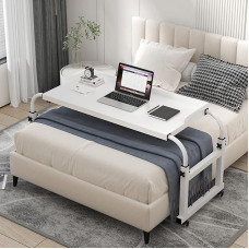 Verstellbarer Laptop-Schreibtisch, multifunktionaler Nachttisch für die Arbeit, weißes Kreuz-Design, 65 x 95 cm, Höhe 115 x 210 cm Länge, für Mobilheim, Büro