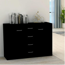 Sideboard, Black, 88 x 30 x 65 cm, Chipboard, Multi-Purpose Cabinet, Highboard, Drawer Chest of Drawers, Side Cabinet, Hallway Cabinet, A Variety of Styles to Choose From