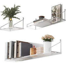 HEYJOY Floating Shelves Clear Acrylic Wall Mounted Display Stands Set of 3 with 304 Stainless Steel Bracket for Collectibles, Books, Bedroom, Bathroom, Kitchen (5.9 x 6.7 x