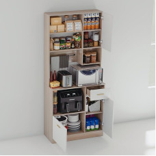 Fabulcozy Buffet de Cuisine Desserte de Cuisine Pour Micro-Ondes Armoire de Cuisine Multi-ranges Avec Placard tiroir étagère