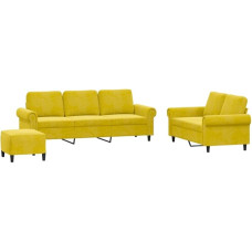 ULUYYUC Couch Bar Floor Sofa Sofas & Couches Corner Sofa - 3-Piece Sofa Set with Cushion Yellow Velvet for Lounge Patio Party Garden
