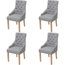 Festnight Set of 4 Dining Room Chairs, Dining Chairs, Oak Wood Legs, Kitchen Chairs, Dining Room Chairs, Chair Set, Fabric Padding, 52 x 60 x 95.5 cm, Light Grey