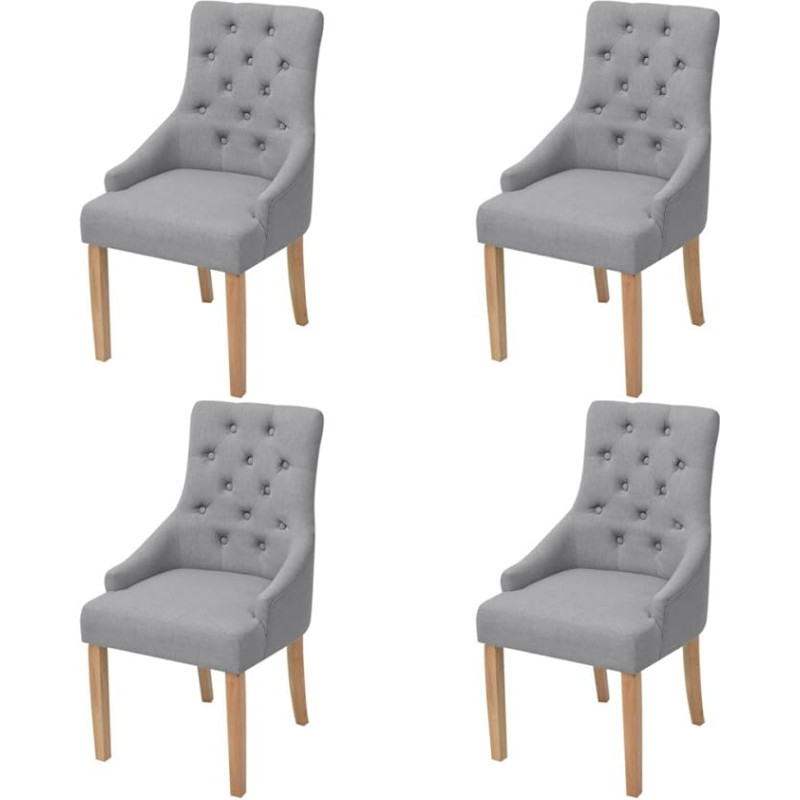 Festnight Set of 4 Dining Room Chairs, Dining Chairs, Oak Wood Legs, Kitchen Chairs, Dining Room Chairs, Chair Set, Fabric Padding, 52 x 60 x 95.5 cm, Light Grey