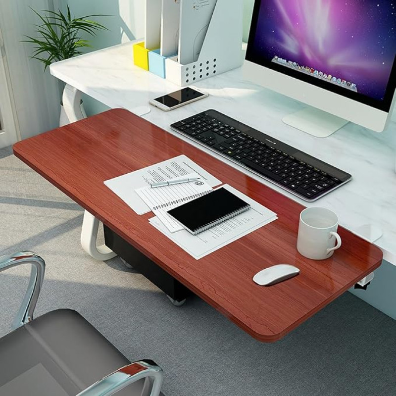 90° Foldable Ergonomic Desk Keyboard Tray Wood Extension for Computer Keyboard and Mouse Perfect for Work and Game Sizes 55 65 75 x 25 cm