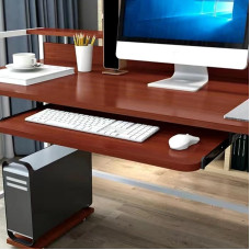 Ergonomische Tastaturablage unter dem Schreibtisch, mit abgerundeten Ecken, Teakfarben, 70 cm, ideal für Zuhause und Büro