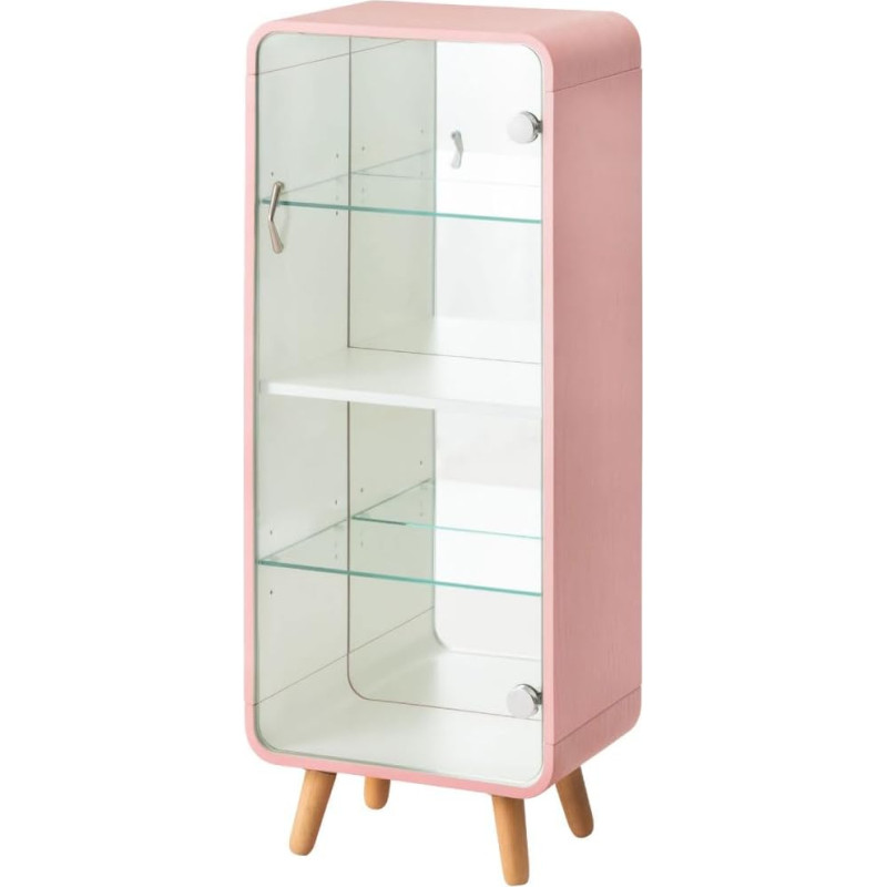 パレットライフ PaletteLife BLT-612PK 4-Tier Collection Case with Mirror Back Panel Wood Grain Pink