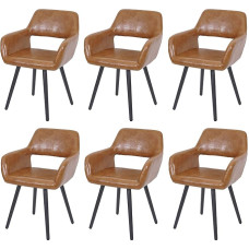 Mendler HWC-A50 II Dining Room Chairs, Kitchen Chairs, Retro 50s Design, Faux Leather, Dark Legs Set of 6