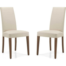 LIBEROSHOPPING.eu - LA TUA CASA IN UN CLIK Denver Living Room Dining Room Chair Padded Faux Leather with Painted Legs Set of 2 (Beige Walnut Leg)