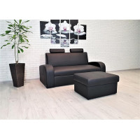 Quattro Meble Antalya II 2.5 Seater Sofa Real Leather Extra 2 Z FS Width 180 cm with Sleep Function and with 2 Adjustable Headrests + Stool Leather Sofa Real Leather Couch Large Choice of Colours