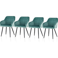 TUKAILAI Dining Room Chairs Set of 4 Velvet Kitchen Chairs Upholstered Chair Armrest Chair with Armrest, Backrest, Padded Seat, Metal Legs, Living Room Chair for Kitchen, Dining Room, Living Room,
