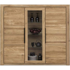 Greta Highboard Cabinet 141 cm High Oiled Oak Partially Solid