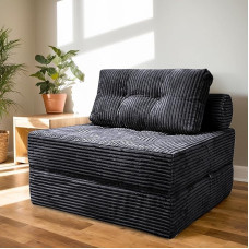 Nigoone Comfy Foldable Sleeping Chair with Pillow, Supportive Memory Foam, Plush Corduroy Fabric, Cozy Floor Couch, Versatile Convertible Mattress for Bedroom/Living Room/Guest/Office, Dark Grey