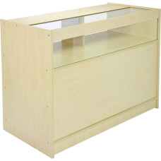 MonsterShop B1200 Shop Counter Retail Glass Showcase Display Cabinet, Maple, 120cm x 90cm x 60cm