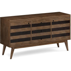 SIMPLIHOME Clarkson Anrichte aus massivem Akazienholz, 152,4 cm breit, Mitte des Jahrhunderts, rustikales Naturbraun, für Esszimmer und Küche