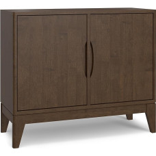 SIMPLIHOME Harper Sideboard Solid Hardwood and Rubberwood 96.5 x 43.2 cm Rectangular Mid Century Modern Sideboard with 2 Doors Buffet/Storage Cabinet in Walnut Brown for