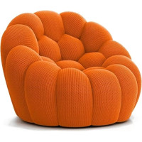 MOLVUS Padded Bubble Single Sofa, 47 Inch Leisure Mesh Sofa Honeycomb Bubble Sofa, Curved Couch, Lazy Sofa for Living Room, Red, 120 x 113 x 77 cm