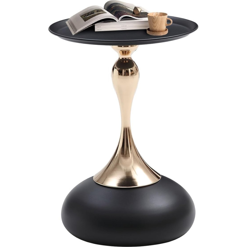 Ironalita Small Black Round Side Table for Small Spaces Metal Unique Side Table for Living Room Modern Corner Accents Drink Table Martini Table