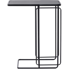 CAFIEDR Coffee Table, C Shape Storage Table, Metal Sofa Table, Tempered Glass Desk, Durable, 45cm x 32cm x 55cm