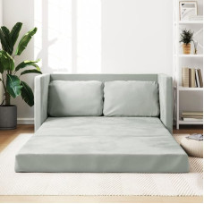 Cozynest Folding Floor Bed Sofa, Sofa Bed with Metal Frame, Folding Sofa Bed for Living Room, Bedroom, Floor Sofa with Sleep Function, Light Grey, 122 x 204 x 55 cm, Velvet