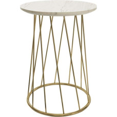 CAFIEDR Coffee Table, Metal, Marble, Small Coffee Table, European Style, Living Room, Bedroom, Sofa Table, 40 x 40 x 62 cm