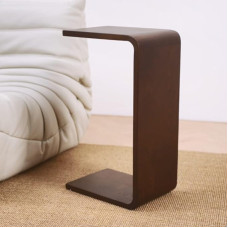 COZYMATIC Carlisha C-Shaped Side Table, Sofa Table, Coffee Table, Solid Wood Frame for Living Room, Side Table for Bedroom (Set of 2), Walnut Brown