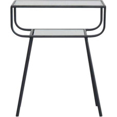 CAFIEDR Coffee Table, Metal Sofa Table, Snack Table for Living Room, Glass Bedside Table for Bedroom - 48.5cm x 33cm x 17.5cm