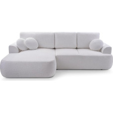 FurniShop24 Corner Sofa with Sleep Function and Practical Bed Box - Padded Sofa Bed 260 x 168 cm with Soft Cushions Velo White