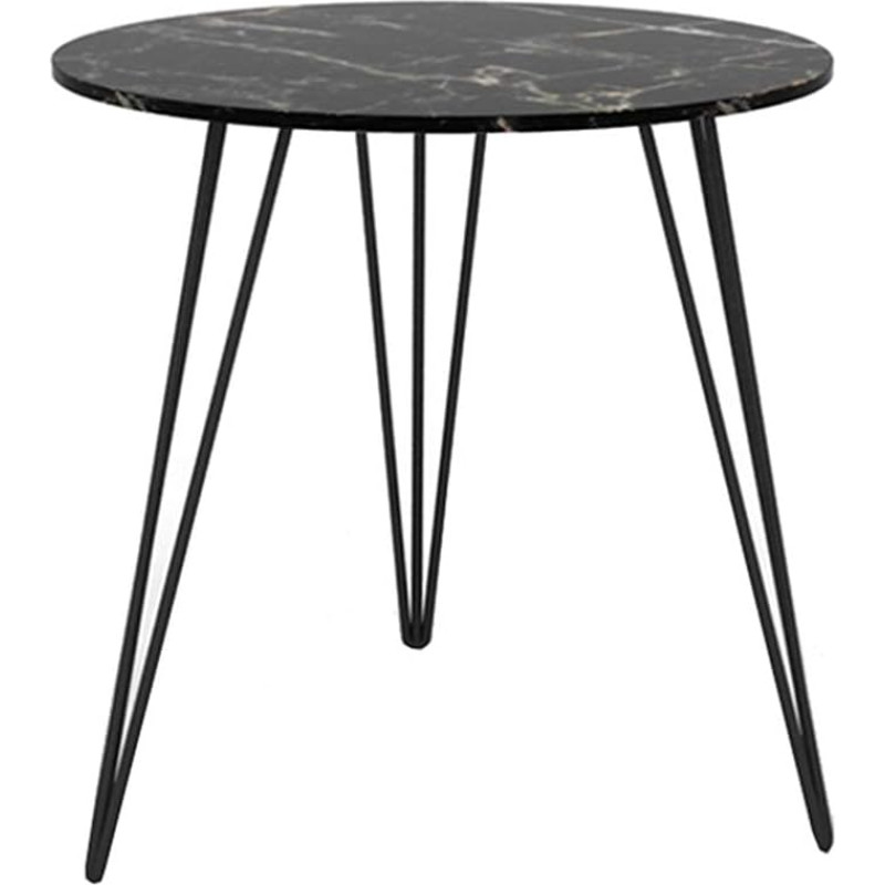 CAFIEDR Moving Sofa Table, Wrought Iron Coffee Table, Living Room Storage Table, Marble Table, Metal Frame, Black, 60 cm x 60 cm x 55 cm