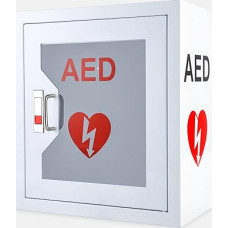 AED Cabinet Metal Steel Plate Wall Mount Storage Cabinet, CMXIKJ with Snap Lock Fits All AED Defibrillators Suitable Emergency at Home, Office, Hospital and Public Places, 14.1 x 7 x 15.7 Inch