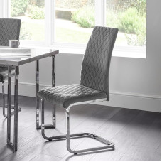 Julian Bowen Calabria Velvet Cantilever Chairs Set of 4 Grey