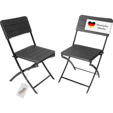 Lemodo Folding Chairs Set of 2 Black Wood Effect Camping Chairs