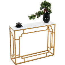 CAFIEDR Coffee Table 31.4 Inch Modern Console Table with Golden Base, Simple Living Room Sofa Table, Marble Foyer Table