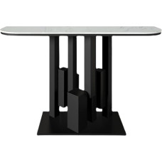 CAFIEDR Coffee Table, Black Hallway Table, Narrow Console Table, Metal Sofa Table for Hallway, Living Room, Entryway, Marble Desk