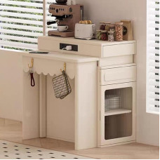 Extendable Table, Farmer's Kitchen Table with Storage Drawer, Rectangular Folding Tables for Small Apartments, Space Saving