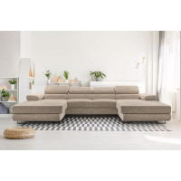 AXLIVING Sofa U Shape with Sleep Function - Arborio U 352 cm in Beige