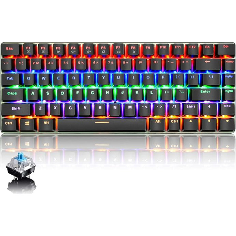 Ajazz AK33 Mechanical Gaming Computer Keyboard 82 Keys Anti-Ghosting Compact Ergonomic USB Wired