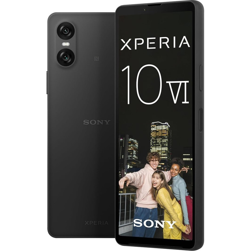 Sony Xperia 10 VI - 6,1-tolline 21:9 OLED, 5000 mAh aku, kolm optilist fookuskaugust, kerge ja kompaktne, 3,5 mm heli, Android 14, IP65/68, Dual SIM hübriid, must