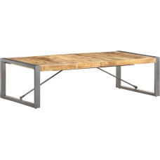 vidaXL Rough Mango Wood Coffee Table Industrial Style Side Table Living Room Table Sofa Table Coffee Table Tea Table 140 x 70 x 40 cm Steel