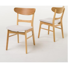 Christopher Knight Home 298969 Idalia Dining Chair Fabric / Oak Set of 2 Light Beige