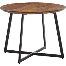 FineBuy Sheesham Coffee Table 60 x 60 x 45 cm Solid Wood/Metal Sofa Table Round Design Living Room Table Coffee Table Solid Small Table Side Table Living Room Modern