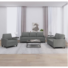 Brokky 3-TLG. Sofagarnitur mit Kissen Sofa Wohnzimmer Sitzgruppe Wohnzimmer Sofa Set Sofas FüR Wohnzimmer Dunkelgrau Stoff / 3201429