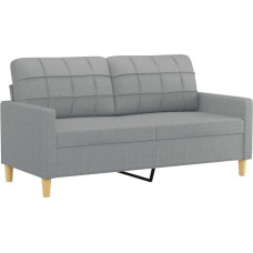 vidaXL Sofa 2 Seater, Couch for Living Room, Upholstered Sofa with Metal Frame, Lounge Sofa Two Seater Living Room Sofa, Living Room Furniture, Light Grey Fabric