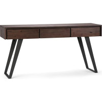 Simpli Home SIMPLIHOME Lowry Solid Acacia Wood and Metal Console Table, 60 Inch Wide, Modern Industrial Design, Anthracite Brown, for Living Room, Entryway and Bedroom