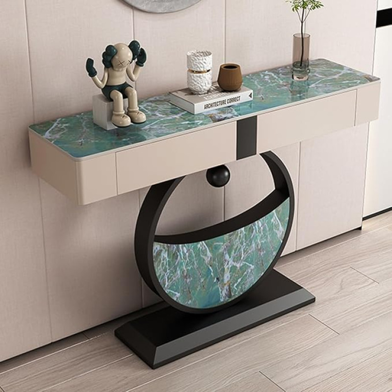 HARELA Console Table, Hallway Table with 2 Drawers, Hallway Table, Small Exhibition Table, Sofa Table for Small Space, for Living Room, Bedroom, Entrance Hall, Hallway (Black B, 100 cm / 39.4 inches)