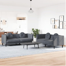 Brokky 2-TLG. Sofagarnitur mit Kissen Sofa Wohnzimmer Sitzgruppe Wohnzimmer Sofa Set Sofas FüR Wohnzimmer Dunkelgrau Samt / 3209258