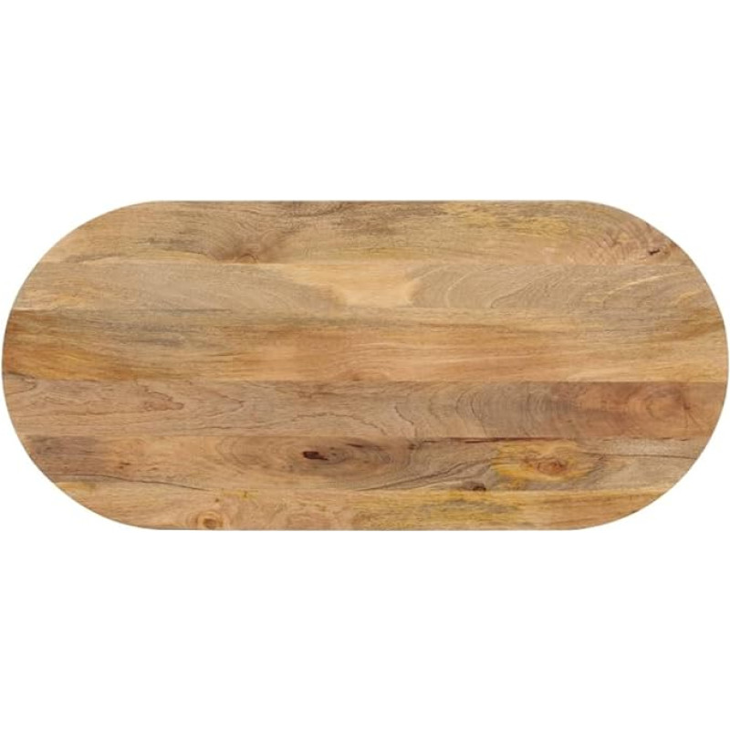 Klapptisch mit Glasplatte, 120 x 60 x 3,8 cm, massives Mangoholz, perfekt für Bürotisch, Couchtisch, Freizeit, stilvolles ovales Design, langlebig und vielseitig einsetzbar