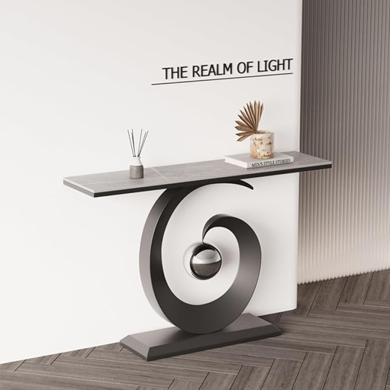 HARELA Console Table, Side Table, Modern Console Table with Metal Base, Rectangular Sofa Table Behind the Couch, Farm Table for Entrance, Hallway, Living Room (Black C, 120 cm / 47.2 inches)